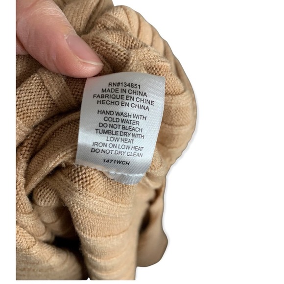 WAYF x BFF Hollie Long Sleeve Sweater Dress. Tan. Size M - Picture 6 of 8